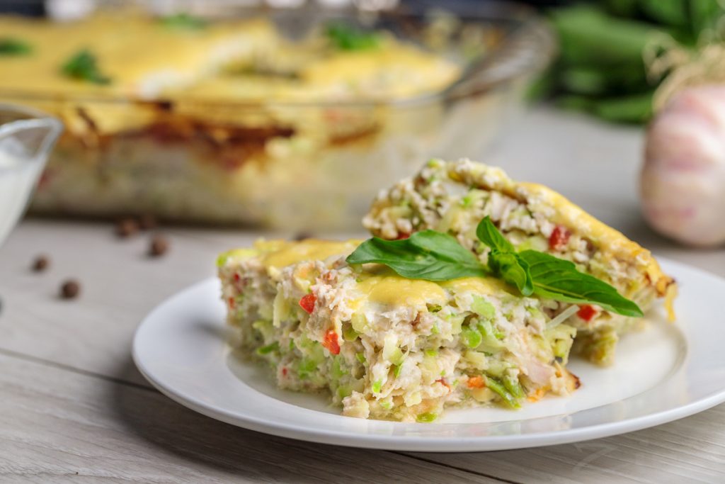 Кабачковая запеканка с курицей фото